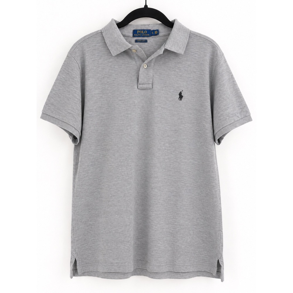 Polo Ralph Lauren Polo Shirt Mens XL Gray Custom Slim Fit Pique Preppy